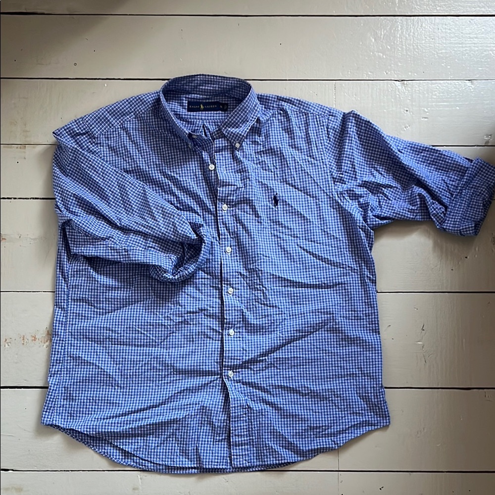 Polo by Ralph Lauren Men's Blue Checkered Shirt